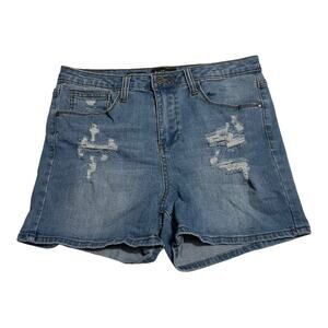 Rampage Jean Shorts Womens Size 11 Wes High Rise Distressed Medium Wash Denim